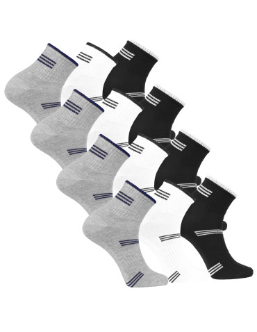 Skarpety męskie sportowe krótkie 3/4 szeroki ściągacz 12-pak