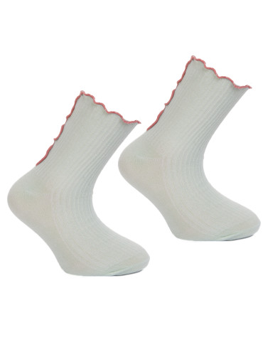 Skarpetki dziewczęce długie wykończone falbanką 3-pak
