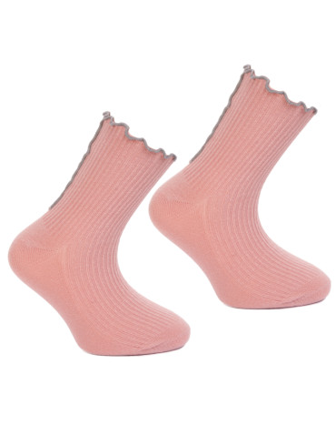 Skarpetki dziewczęce długie wykończone falbanką 3-pak  - produkt 2