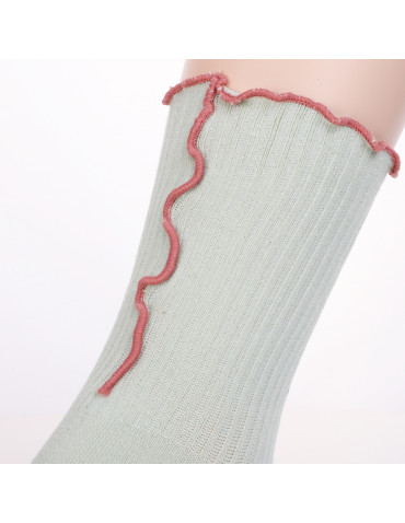 Długie - Skarpetki dziewczęce długie wykończone falbanką 3-pak WIELOKOLOROWY - produkt 4