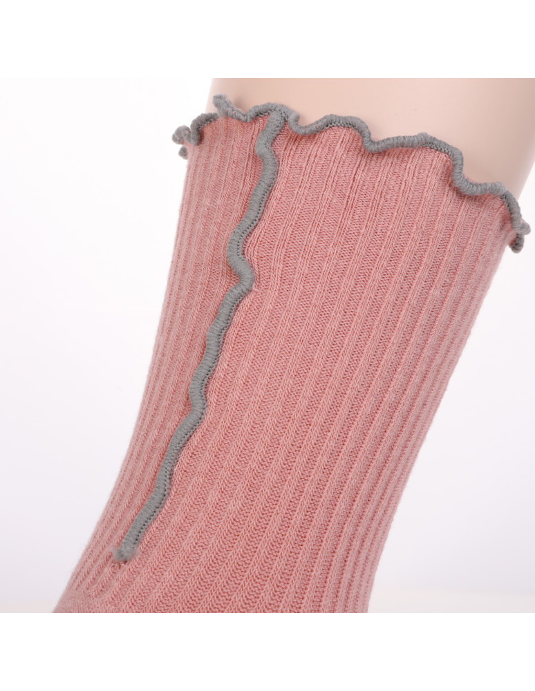 Długie - Skarpetki dziewczęce długie wykończone falbanką 3-pak WIELOKOLOROWY - produkt moraj.pl 5