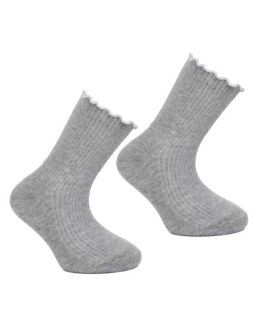 Długie - Skarpetki dziewczęce długie wykończone falbanką 3-pak WIELOKOLOROWY - produkt 7