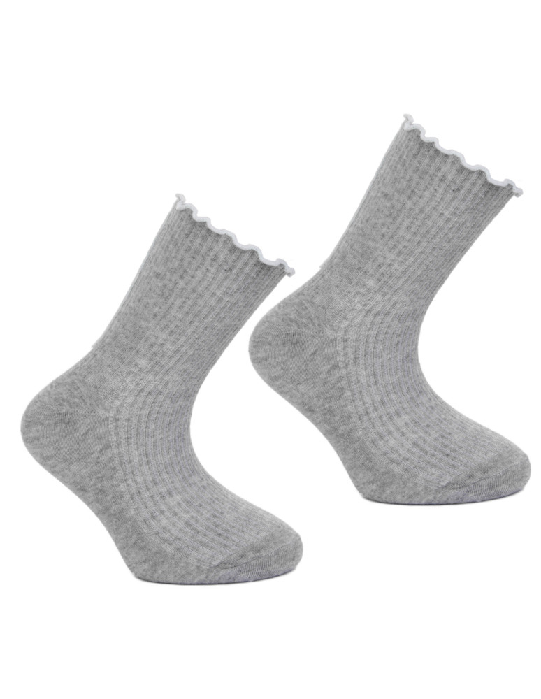 Długie - Skarpetki dziewczęce długie wykończone falbanką 3-pak WIELOKOLOROWY - produkt moraj.pl 7