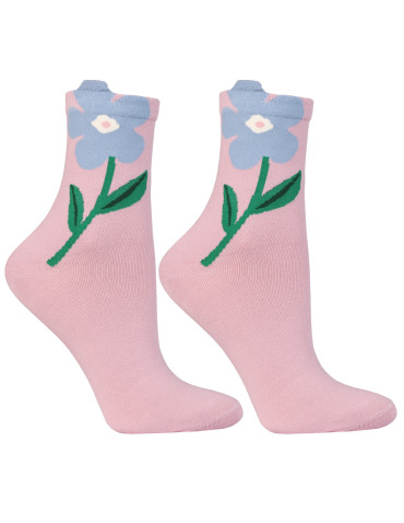 Skarpetki damskie krótkie bawełniane wzór kwiaty 3-pak - produkt 2
