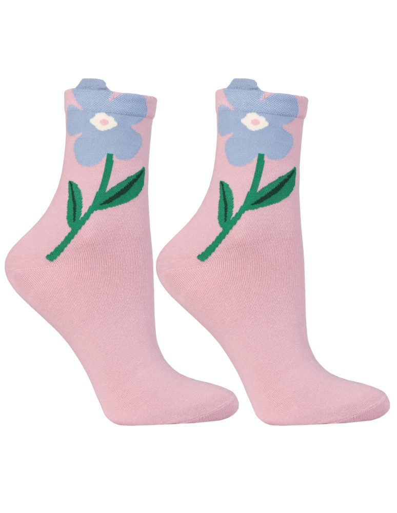 Skarpetki za kostkę - Skarpetki damskie krótkie bawełniane wzór kwiaty 3-pak WIELOKOLOROWY  - produkt moraj.pl 2