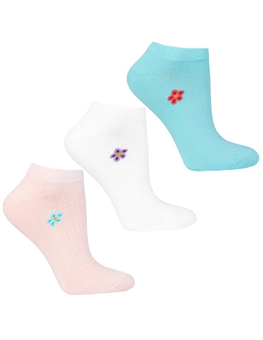 Skarpetki stopki damskie bawełniane z kwiatkiem 3-pak