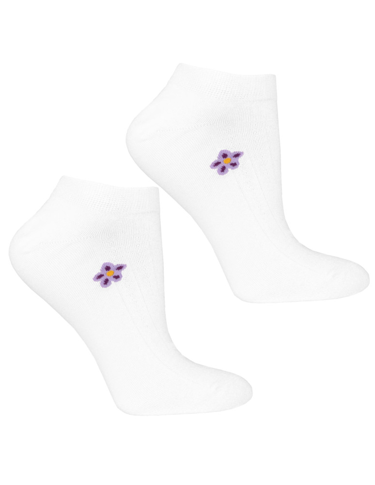 Stopki damskie - Skarpetki stopki damskie bawełniane z kwiatkiem 3-pak WIELOKOLOROWY  - produkt moraj.pl 2