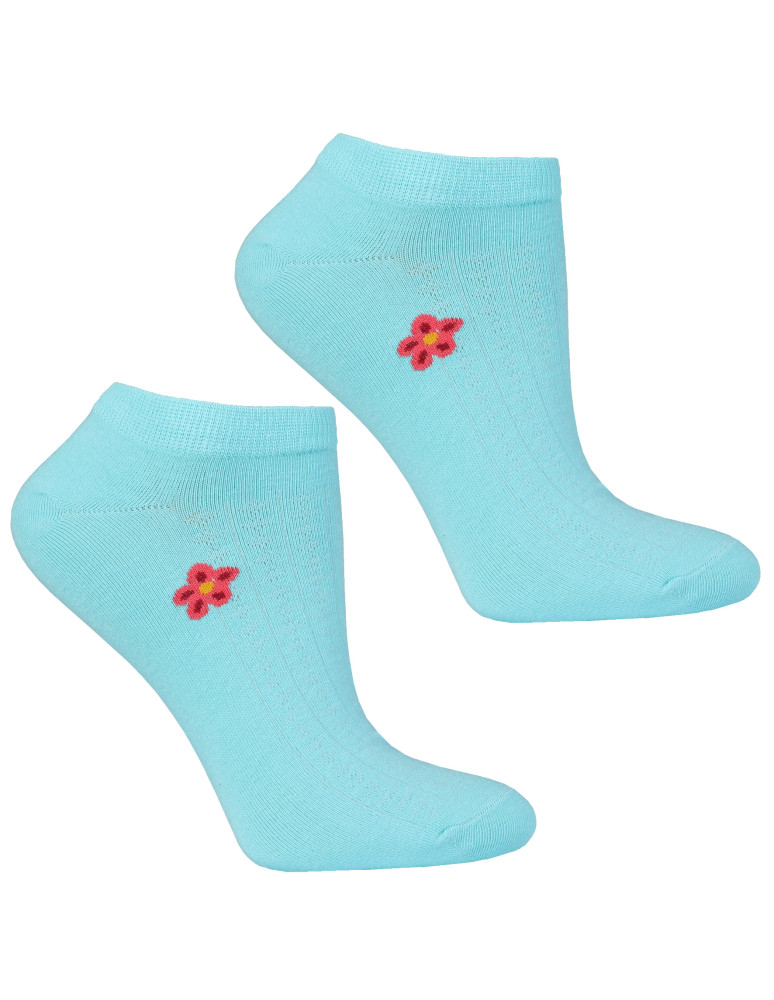 Stopki damskie - Skarpetki stopki damskie bawełniane z kwiatkiem 3-pak WIELOKOLOROWY  - produkt moraj.pl 3