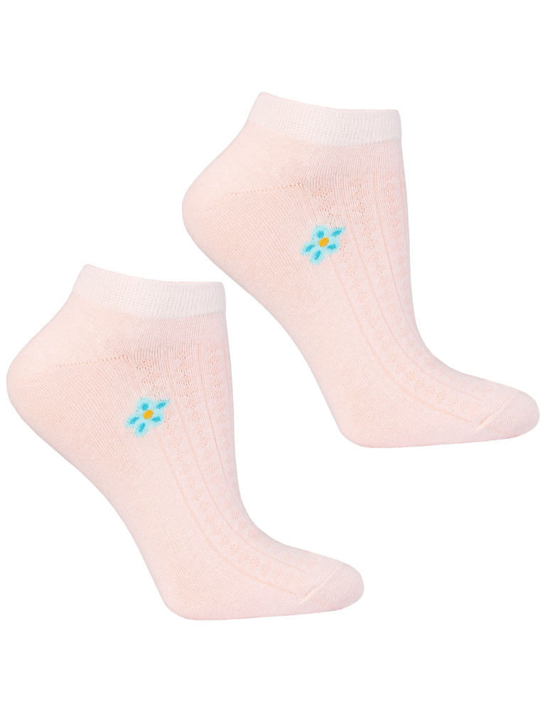 Stopki damskie - Skarpetki stopki damskie bawełniane z kwiatkiem 3-pak WIELOKOLOROWY  - produkt moraj.pl 4