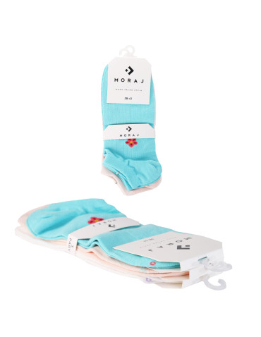 Stopki damskie - Skarpetki stopki damskie bawełniane z kwiatkiem 3-pak WIELOKOLOROWY - produkt 5