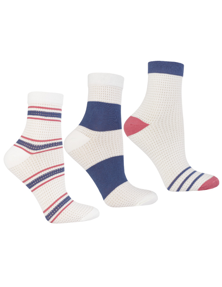 Skarpetki za kostkę - Skarpetki damskie krótkie 3/4 bawełniane z siateczką 3-pak WIELOKOLOROWY - produkt moraj.pl 1