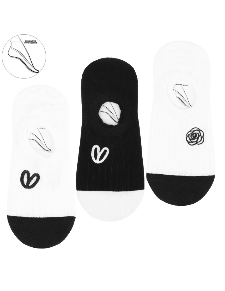 Niskie stopki - Skarpetki niskie stopki damskie w prążek z haftem 12-pak WIELOKOLOROWY - produkt moraj.pl 2