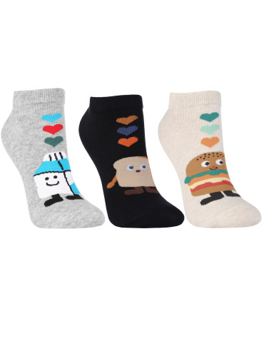 Skarpetki stopki damskie bawełniane wzór w jedzenie 3-pak