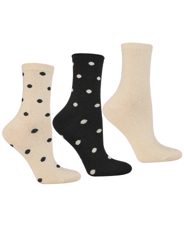 Skarpetki damskie długie błyszczące wzór w groszki 3-pak