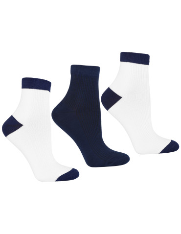 Skarpetki damskie krótkie 3/4 bawełniane w prążek 3-pak