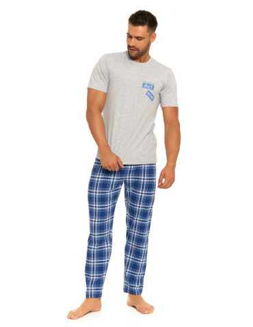 Piżama bawełniano-poliestrowa w kratę