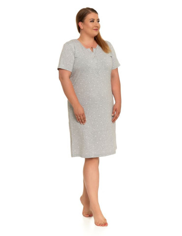Koszule nocne - Koszula nocna damska rozpinana z krótkim rękawem plus size JASNY SZARY - produkt 6
