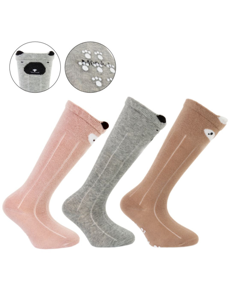 Długie - Długie skarpetki niemowlęce bawełniane w zwierzątka 3-pak WIELOKOLOROWY  - produkt moraj.pl 11