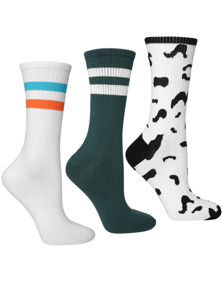 Skarpety damskie - Długie skarpety bawełniane kolorowe szeroki ściągacz 3-pak WIELOKOLOROWY - produkt moraj.pl 1