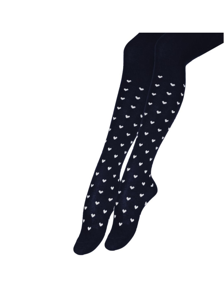 Dziewczęce rajstopy bawełniane z wzorem GRANATOWY