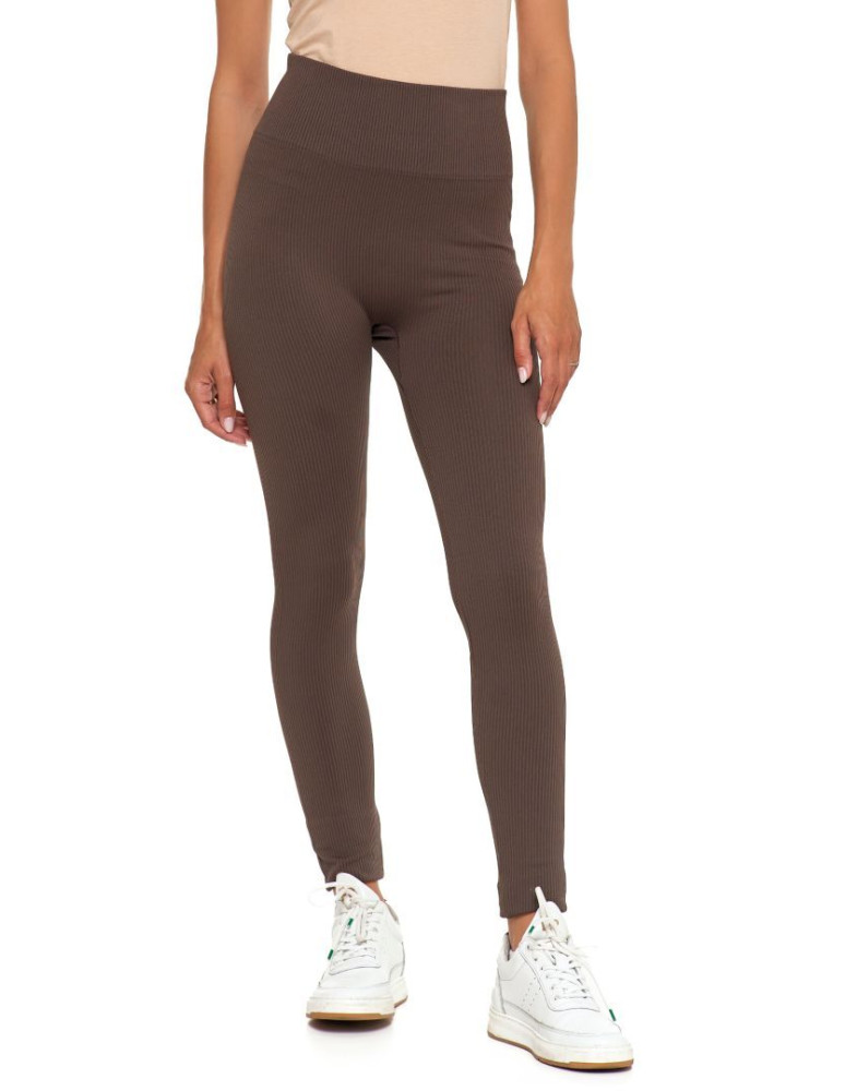Legginsy damskie - Legginsy damskie z wysokim stanem prążkowane sportowe MOKKA - produkt moraj.pl 4