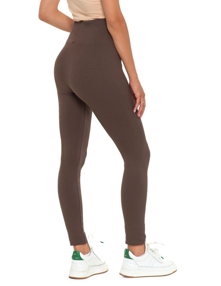 Legginsy damskie - Legginsy damskie z wysokim stanem prążkowane sportowe MOKKA - produkt moraj.pl 6