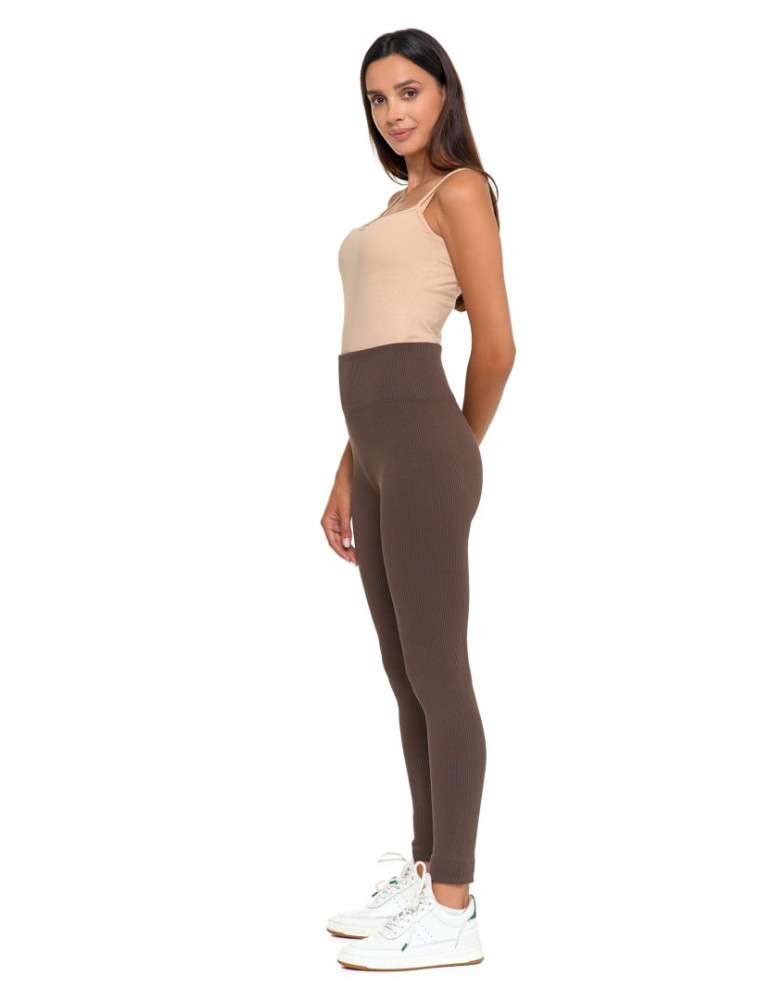 Legginsy damskie - Legginsy damskie z wysokim stanem prążkowane sportowe MOKKA - produkt moraj.pl 2