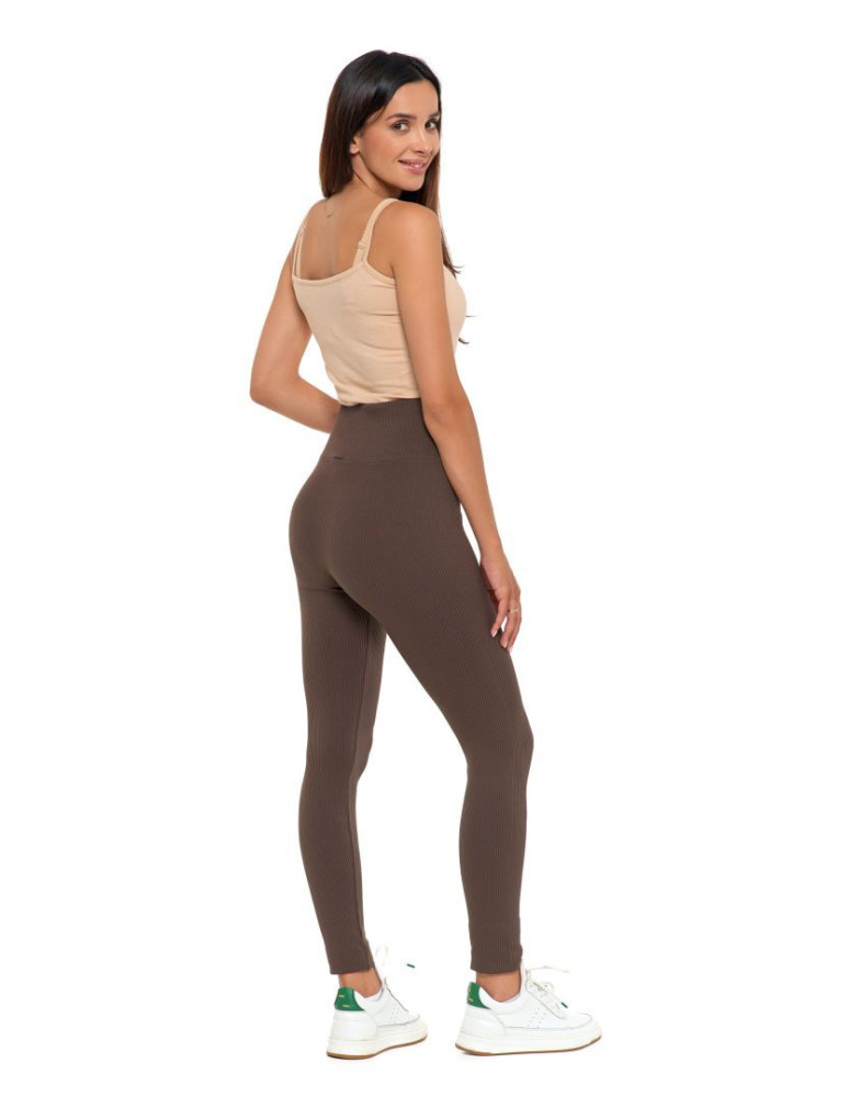 Legginsy damskie - Legginsy damskie z wysokim stanem prążkowane sportowe MOKKA - produkt moraj.pl 3
