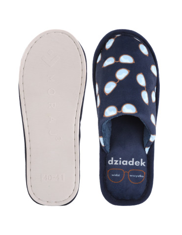 Kapcie i bambosze - Kapcie męskie prezent na Dzień Dziadka GRANATOWY - produkt 4