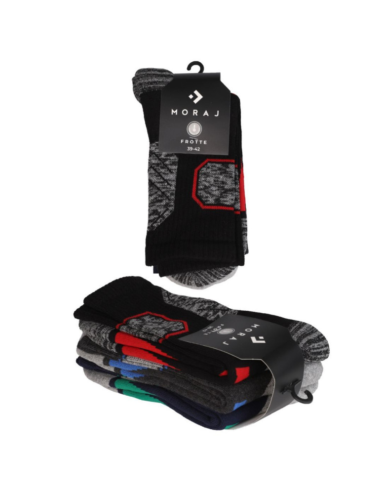 Skarpetki długie - Ciepłe skarpety męskie długie Frotte szeroki ściągacz 3-pak WIELOKOLOROWY - produkt moraj.pl 2