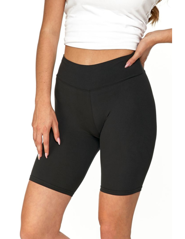 Legginsy damskie - Legginsy damskie wysoki stan typu kolarka peach touch CZARNY  - produkt moraj.pl 2