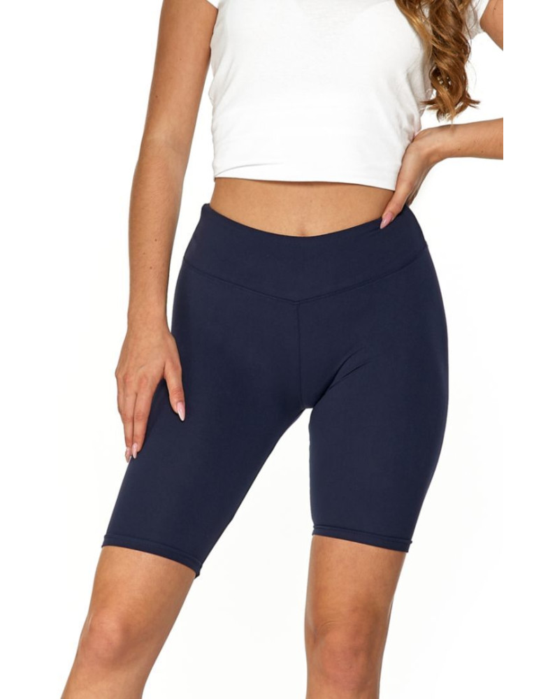 Legginsy damskie - Legginsy damskie wysoki stan typu kolarka peach touch GRANATOWY - produkt moraj.pl 2