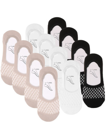 Skarpetki niskie stopki damskie z siateczką w kratkę 12-pak