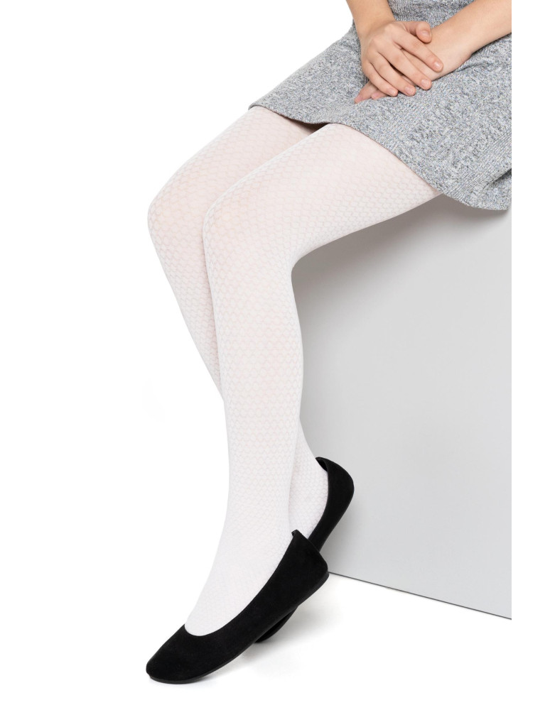 Rajstopy - Rajstopy dziewczęce w geometryczny wzór 40 DEN BIAŁY - produkt moraj.pl 1