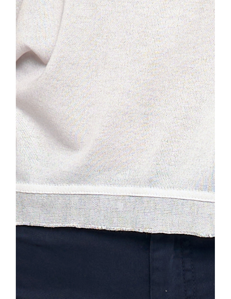 Bluzki i koszule - Bluzka damska z krótkim rękawem asymetryczna błyszcząca BIAŁY - produkt moraj.pl 3