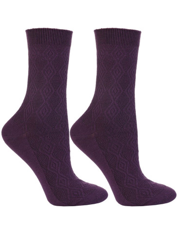 Skarpetki długie - Skarpetki długie damskie bawełniane ażurowy wzór 3-pak WIELOKOLOROWY - produkt 3