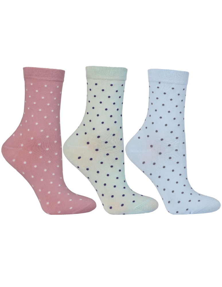 Skarpetki długie - Skarpetki damskie długie w pastelowe kolory i groszki 3-pak WIELOKOLOROWY - produkt moraj.pl 1