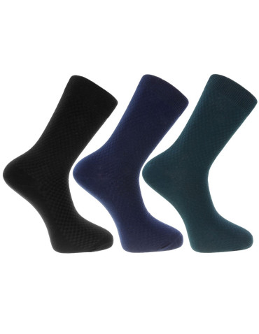 Skarpety męskie długie garniturowe bawełna drobny wzór 3-pak