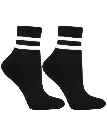 Skarpetki krótkie damskie czarne i białe mix wzorów 3-pak  - produkt 2