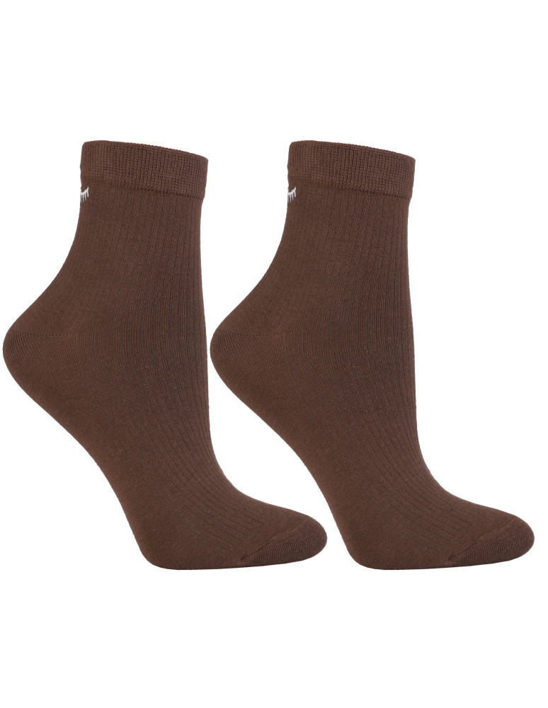 Skarpetki za kostkę - Skarpetki krótkie damskie 3/4 prążkowane z z haftem 3-pak WIELOKOLOROWY - produkt moraj.pl 2