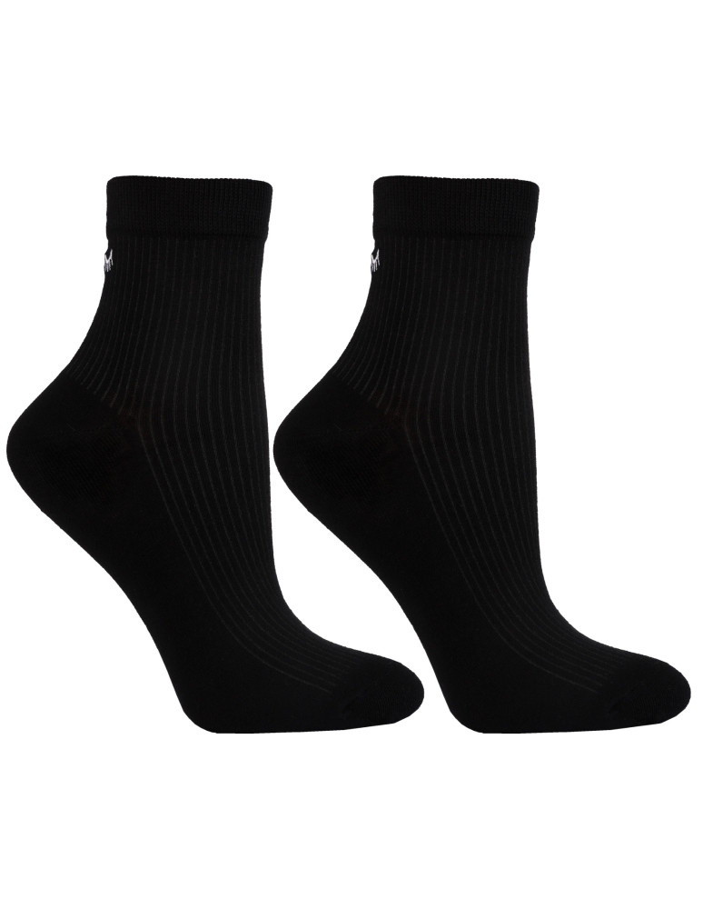 Skarpetki za kostkę - Skarpetki krótkie damskie 3/4 prążkowane z z haftem 3-pak WIELOKOLOROWY - produkt moraj.pl 3