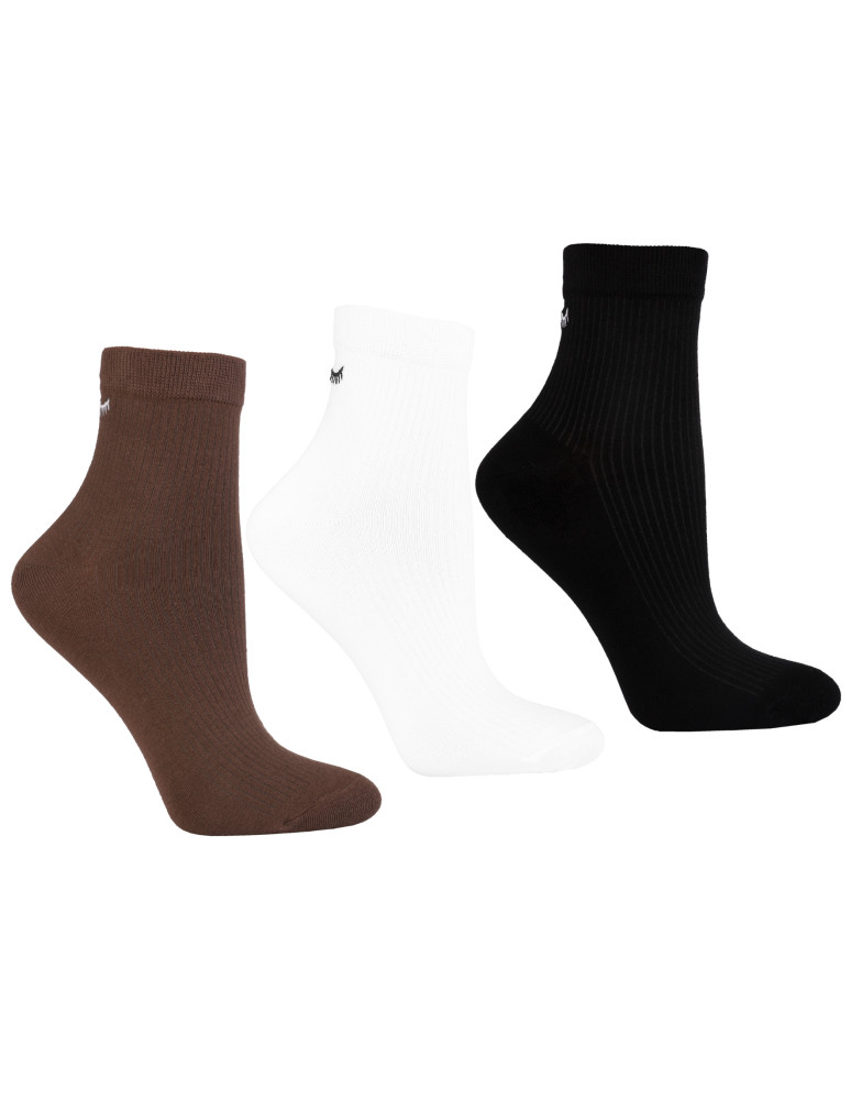 Skarpetki za kostkę - Skarpetki krótkie damskie 3/4 prążkowane z z haftem 3-pak WIELOKOLOROWY - produkt moraj.pl 5