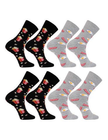 Skarpetki męskie długie bawełniane wzór w jedzenie 4-pak