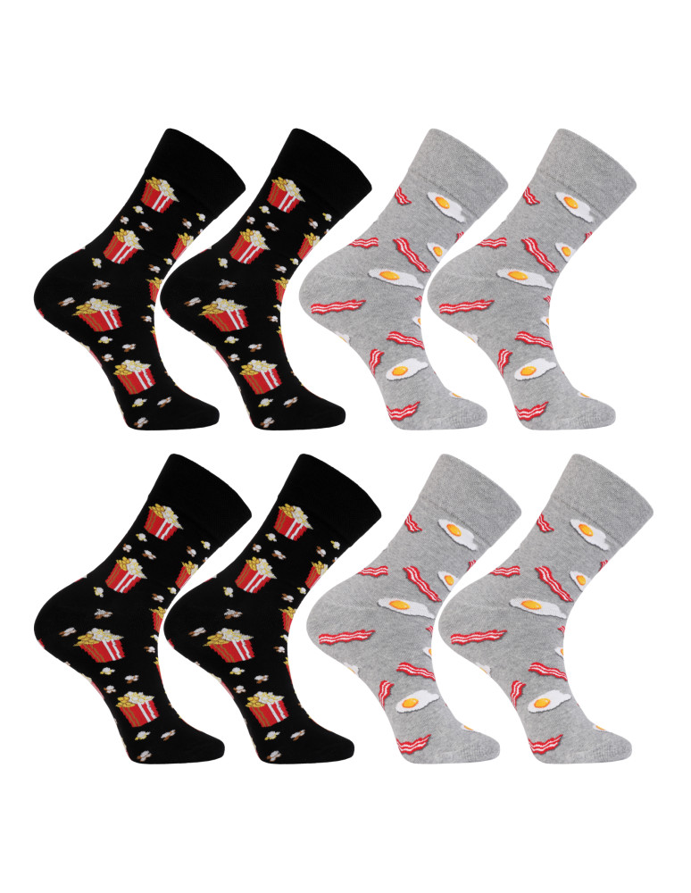 Skarpetki długie - Skarpetki męskie długie bawełniane wzór w jedzenie 4-pak WIELOKOLOROWY - produkt moraj.pl 1