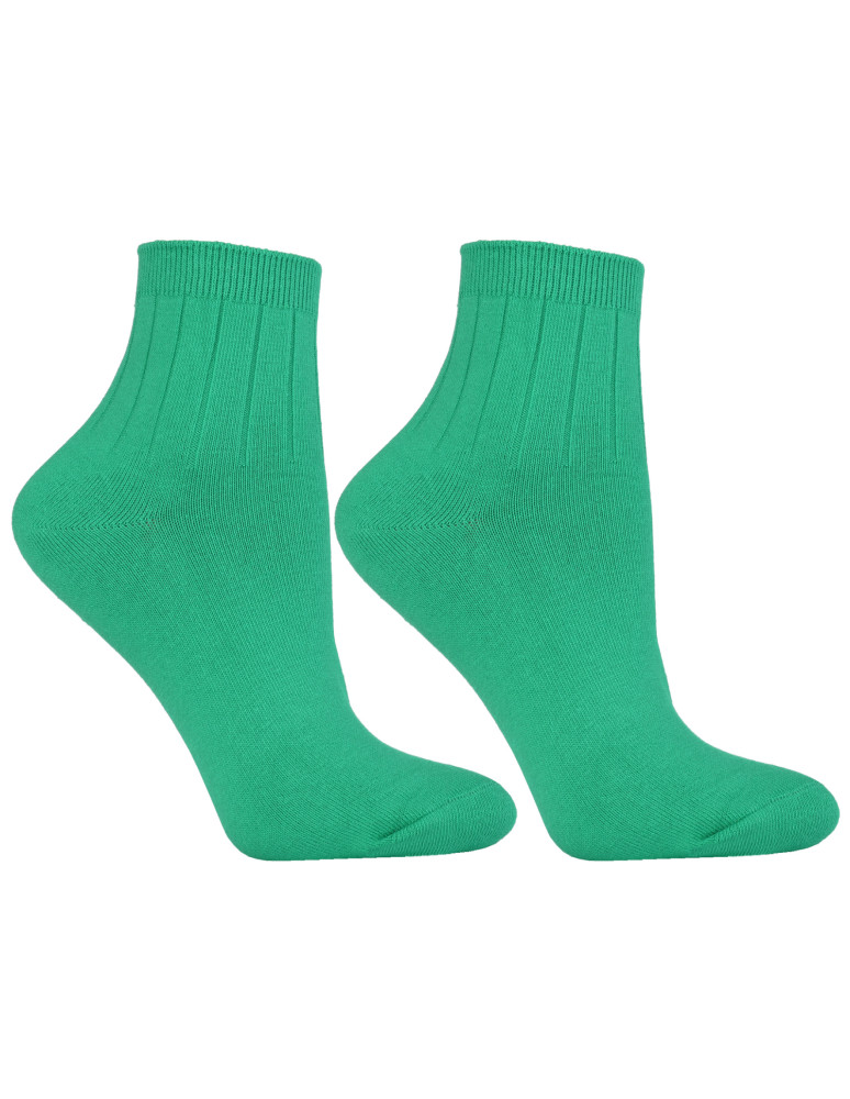 Skarpetki za kostkę - Skarpetki damskie krótkie 3/4 bawełniane z prążkami 3-pak WIELOKOLOROWY  - produkt moraj.pl 3