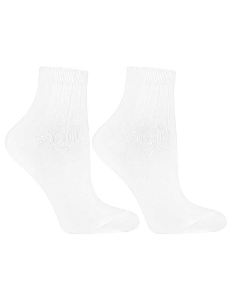 Skarpetki za kostkę - Skarpetki damskie krótkie 3/4 bawełniane z prążkami 3-pak WIELOKOLOROWY  - produkt moraj.pl 4