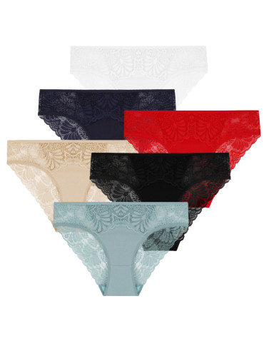 Majtki damskie figi bikini wykończone koronką 6-pak