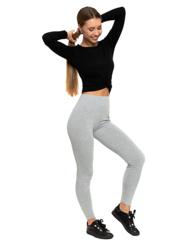 Legginsy damskie - Klasyczne legginsy ocieplane damskie JASNY SZARY - produkt moraj.pl 10