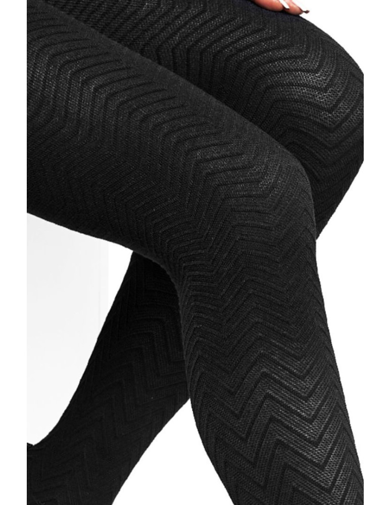 Rajstopy damskie - Bawełniane rajstopy damskie z wzorem 90 DEN CZARNY - produkt moraj.pl 7