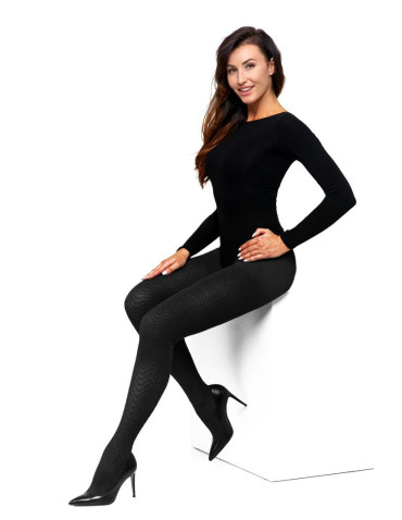 Rajstopy damskie - Bawełniane rajstopy damskie z wzorem 90 DEN CZARNY - produkt 8